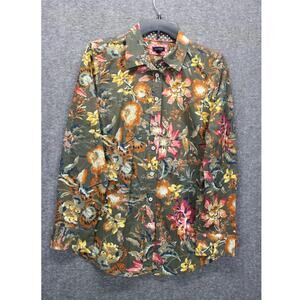 Talbots Cotton Button Down Shirt Splendid Floral Size Medium Autumn Fall